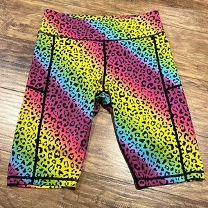 Zyia colourful animal print side pocket long legging shorts